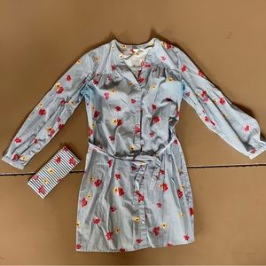 Long sleeve floral midi dress with matching clutch bag